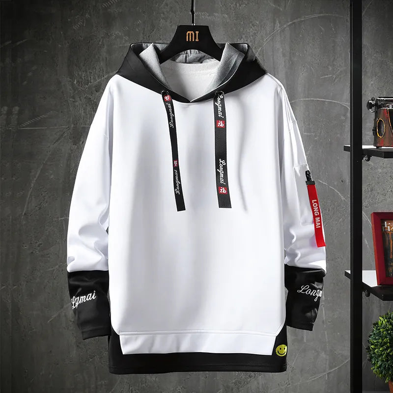 ZOGAA 2021 New Men's Hoodie Black And White Long-Sleeved Hooded Pullover Young People's Streetwear Sportswear Harajuku Style